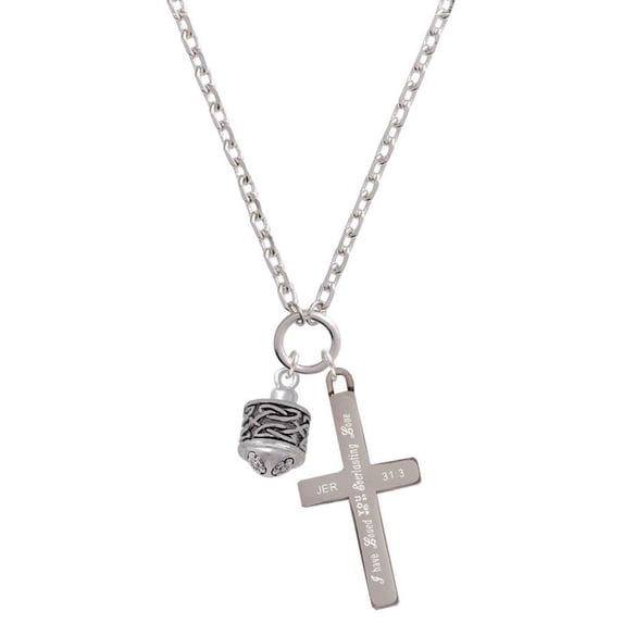 Delight Jewelry Silvertone Celtic Knot Band Spinner Everlasting Love Engraved Cross Zoey Necklace, 28"