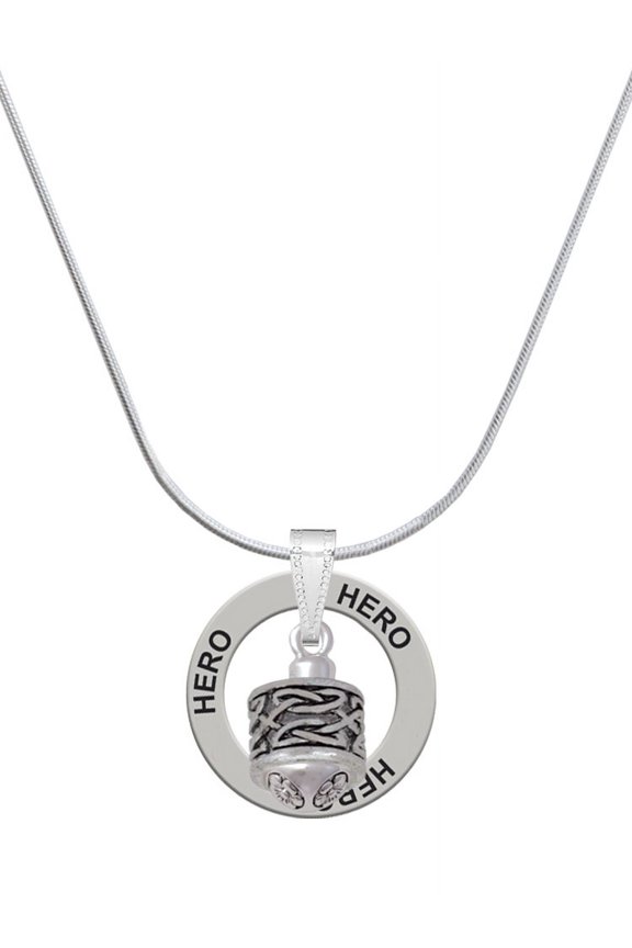 Silvertone Celtic Knot Band Spinner Hero Ring Charm Necklace, 18"