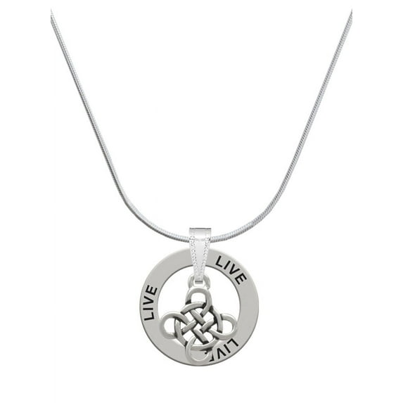 Delight Jewelry Silvertone Celtic Knot Cross Live Ring Charm Necklace, 18"