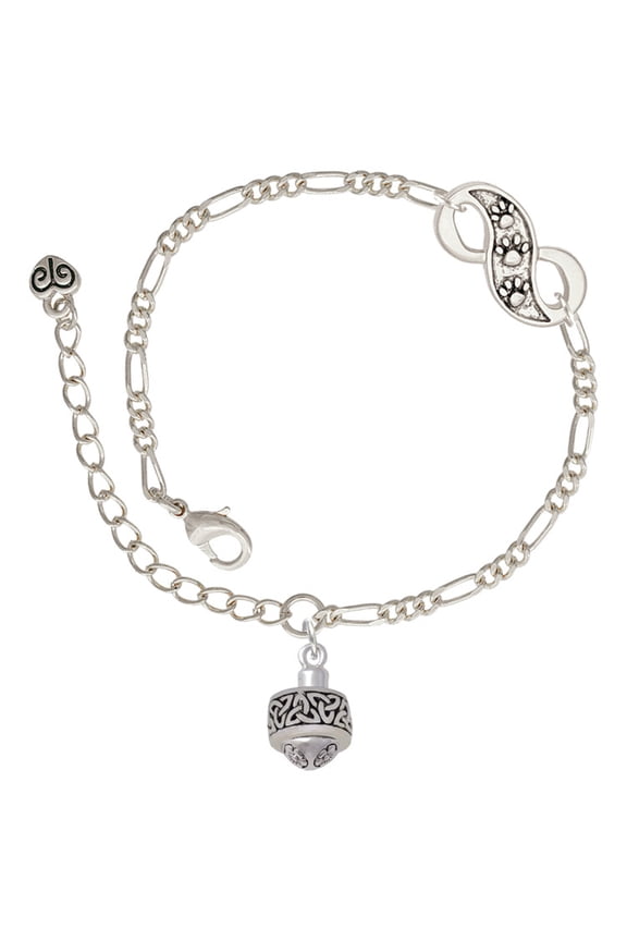 Silvertone Celtic Knot Trinity Band Spinner Silver-tone Paw Infinity Link Chain Bracelet, 6"+2" Extender