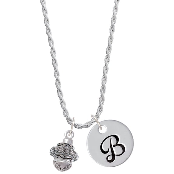 Delight Jewelry Silvertone Center Spacer Spinner Silvertone Script Initial Disc - B - Charm Necklace, 20"+3"