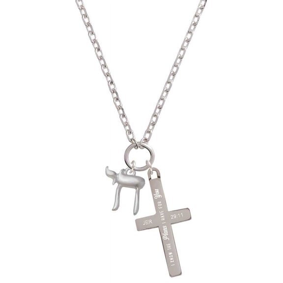 Delight Jewelry Silvertone Chai I Have Plans for You Engraved Cross Zoey Necklace, 28"