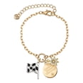 thumbnail image 1 of Delight Jewelry Silvertone Checkered Race Flag Goldtone Discover Dream Explore Zoey Charm Bracelet, 6.5+2" Extender, 1 of 1