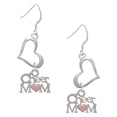 thumbnail image 1 of Delight Jewelry Silvertone Cheer Mom with Pink Heart Open Heart French Earrings, 1 of 4