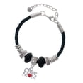 thumbnail image 1 of Delight Jewelry Silvertone Cheer Mom with Red Heart Coach Celtic Knot Leather Bead Bracelet, 7"+2" Extender, 1 of 4