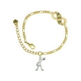 thumbnail image 1 of Delight Jewelry Silvertone Cheerleader - Standing Gold-tone Paw Infinity Link Chain Bracelet, 6"+2" Extender, 1 of 3