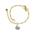 thumbnail image 1 of Delight Jewelry Silvertone Chef Hat Gold-tone Paw Infinity Link Chain Bracelet, 6"+2" Extender, 1 of 3
