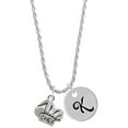 thumbnail image 1 of Delight Jewelry Silvertone Chef Hat Silvertone Script Initial Disc - K - Charm Necklace, 20"+3", 1 of 4