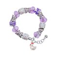thumbnail image 1 of Delight Jewelry Silvertone Chicken 3-D Purple Butterfly Bead Charm Bracelet, 7"+1" Extender, 1 of 5