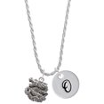 thumbnail image 1 of Delight Jewelry Silvertone Chinese Dragon Silvertone Script Initial Disc - O - Charm Necklace, 20"+3", 1 of 4