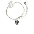 thumbnail image 1 of Delight Jewelry Silvertone Chinese Pattern on Black - Goldtone Spinners Silver-tone Flower Link Chain Bracelet, 6.75"+2" Extender, 1 of 4
