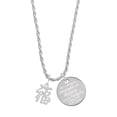 thumbnail image 1 of Delight Jewelry Silvertone Chinese Symbol ''Good Luck'' She is Clothed in Stength and Dignity Charm Necklace, 20"+3", 1 of 4