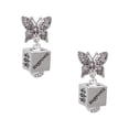 thumbnail image 1 of Delight Jewelry Silvertone Chinese Symbol Happiness Square Spinner Silvertone Antiqued Butterfly Post Earrings, 1 of 4