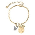 thumbnail image 1 of Delight Jewelry Silvertone Chinese Take Out Box with Crystal Goldtone Discover Dream Explore Zoey Charm Bracelet, 6.5+2" Extender, 1 of 1