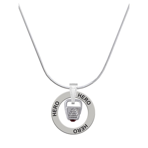 Delight Jewelry Silvertone Chinese Take Out Box with Crystal Hero Ring Charm Necklace, 18"