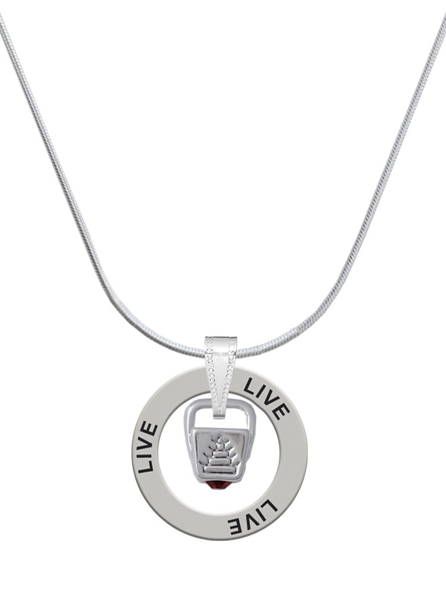 Delight Jewelry Silvertone Chinese Take Out Box with Crystal Live Ring Charm Necklace, 18"