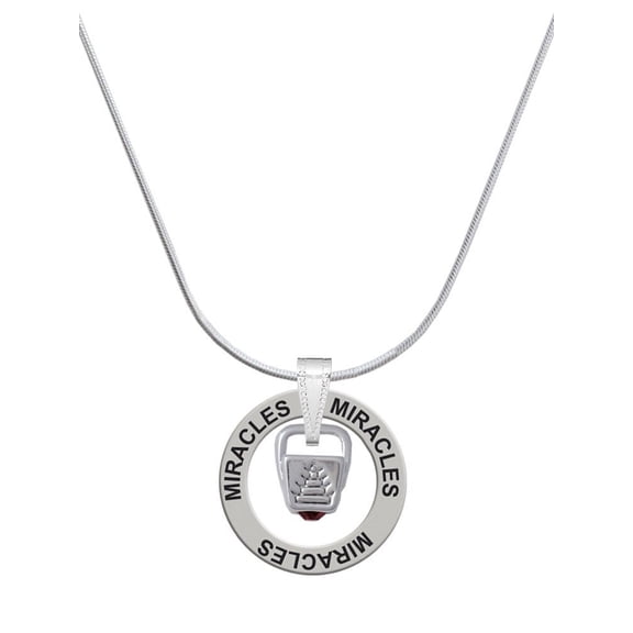 Delight Jewelry Silvertone Chinese Take Out Box with Crystal Miracles Ring Charm Necklace, 18"