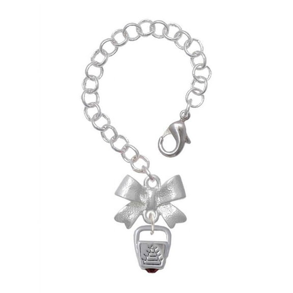 Delight Jewelry Silvertone Chinese Take Out Box with Crystal - Silvertone Bow Charm Accessory for Tumblers and Thermal Cups