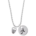 thumbnail image 1 of Delight Jewelry Silvertone Chinese Take Out Box with Crystal Silvertone Script Initial Disc - A - Charm Necklace, 20"+3", 1 of 4
