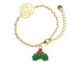 thumbnail image 1 of Delight Jewelry Silvertone Christmas Holly & Red Crystal Berries Gold-tone Flower Link Chain Bracelet, 6.75"+2" Extender, 1 of 4