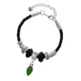 thumbnail image 1 of Delight Jewelry Silvertone Christmas Lights - Green Resin Mom Celtic Knot Leather Bead Bracelet, 7"+2" Extender, 1 of 4