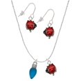 thumbnail image 1 of Delight Jewelry Silvertone Christmas Lights - Hot Blue Resin Red Lucky Ladybug Necklace and Dangle Earrings Set, 1 of 6