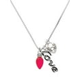 thumbnail image 1 of Delight Jewelry Silvertone Christmas Lights - Hot Pink Resin - Love and Lock Charm Necklace, 18"+1", 1 of 4