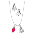 thumbnail image 1 of Delight Jewelry Silvertone Christmas Lights - Hot Pink Resin Silver tone Zig Zag Christmas Tree Charm Necklace and Stud Earrings, 1 of 4