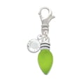 thumbnail image 1 of Delight Jewelry Silvertone Christmas Lights - Lime Green Resin - Silvertone Clip on Charm with Clear Crystal Drop, 1 of 5