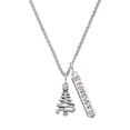 thumbnail image 1 of Delight Jewelry Silvertone Christmas Tree Zig Zag Silvertone Forever Bar Charm Necklace, 23", 1 of 4