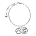 thumbnail image 1 of Delight Jewelry Silvertone Circle with Cut Out Paw - Domed Thank You Charm Bracelet, 6"+2", 1 of 5