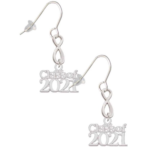 Delight Jewelry Silvertone Class of 2021 Silver tone Infinity French Earrings