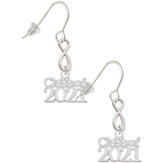 Delight Jewelry Silvertone Class of 2021 Silver tone Infinity French Earrings