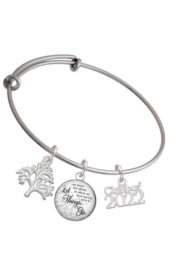 Silvertone Class of 2022 Silvertone Let Things Go Tree Charm Bangle Bracelet