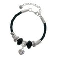 thumbnail image 1 of Delight Jewelry Silvertone Clear AB Crystal Heart Middle Sister Celtic Knot Leather Bead Bracelet, 7"+2" Extender, 1 of 4