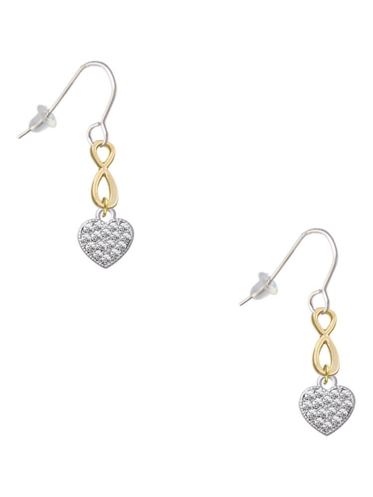 Delight Jewelry Silvertone Clear Crystal Heart Gold Tone Infinity French Earrings