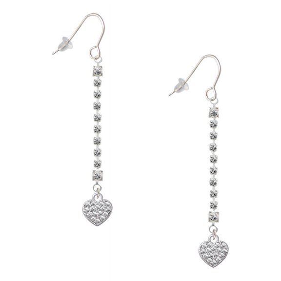 Delight Jewelry Silvertone Clear Crystal Heart - Silver-tone Long Sparkle Dangle French Earrings