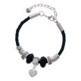 thumbnail image 1 of Delight Jewelry Silvertone Clear Crystal Heart Wife Celtic Knot Leather Bead Bracelet, 7"+2" Extender, 1 of 4
