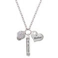 thumbnail image 1 of Delight Jewelry Silvertone Clear Crystal Sparkle Spinner Always My Mother Bar Zoe Necklace, 1 of 4