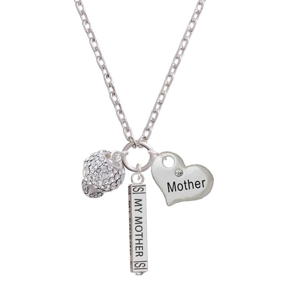 Delight Jewelry Silvertone Clear Crystal Sparkle Spinner Always My Mother Bar Zoe Necklace