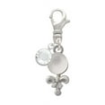 thumbnail image 1 of Delight Jewelry Silvertone Clear Frosted Baby Rattle - Silvertone Clip on Charm with Clear Crystal Drop, 1 of 4