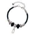 thumbnail image 1 of Delight Jewelry Silvertone Clear Frosted Baby Safety Pin Godmother Celtic Knot Leather Bead Bracelet, 7"+2" Extender, 1 of 4
