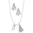 thumbnail image 1 of Delight Jewelry Silvertone Clear Frosted Baby Safety Pin Silver tone Zig Zag Christmas Tree Charm Necklace and Stud Earrings, 1 of 4