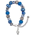 thumbnail image 1 of Delight Jewelry Silvertone Clef Blue Paw Print Bead Bracelet, 7"+2", 1 of 4