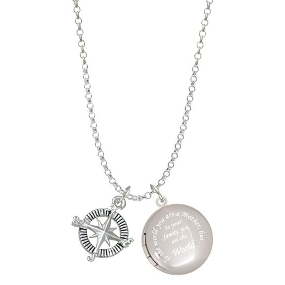 Delight Jewelry Silvertone Compass To the World You are a Mother Locket Necklace