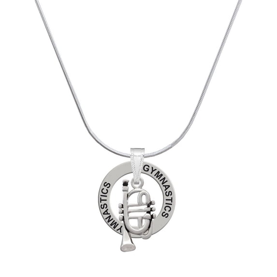 Delight Jewelry Silvertone Cornet Gymnastics Ring Charm Necklace, 18"
