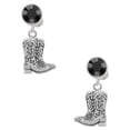 thumbnail image 1 of Delight Jewelry Silvertone Cowboy Boots Black Crystal Clip on Earrings, 1 of 5