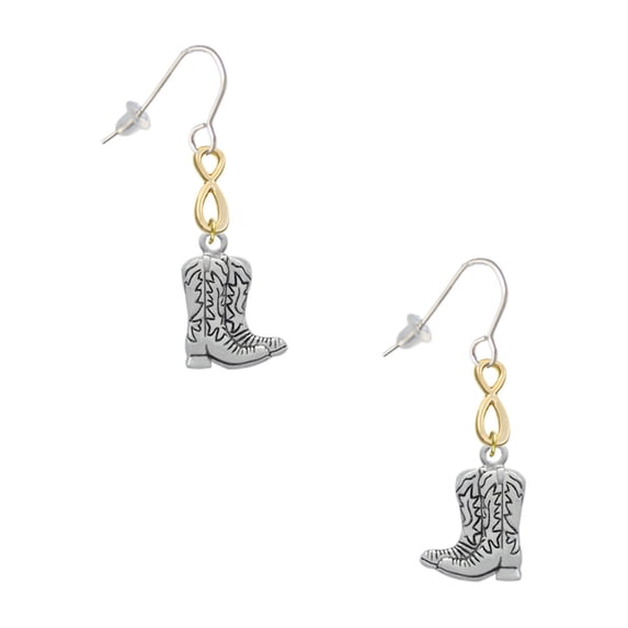 Delight Jewelry Silvertone Cowboy Boots Gold Tone Infinity French Earrings