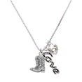 thumbnail image 1 of Delight Jewelry Silvertone Cowboy Boots - Love and Lock Charm Necklace, 18"+1", 1 of 4