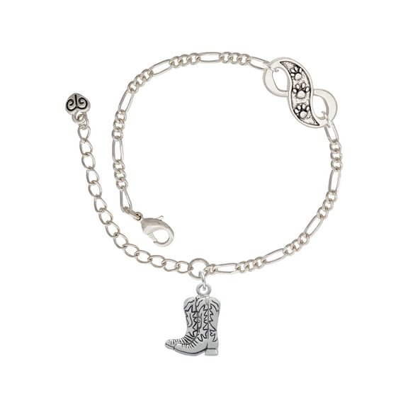 Delight Jewelry Silvertone Cowboy Boots Silver-tone Paw Infinity Link Chain Bracelet, 6"+2" Extender